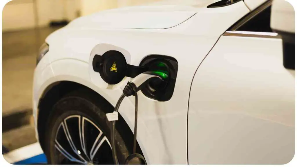 an electric car is plugged into a charging station